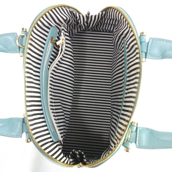 JustFab Mint Green Aqua Saffiano Leathet Structured Dome Satchel Bag Purse EUC - Picture 5 of 6